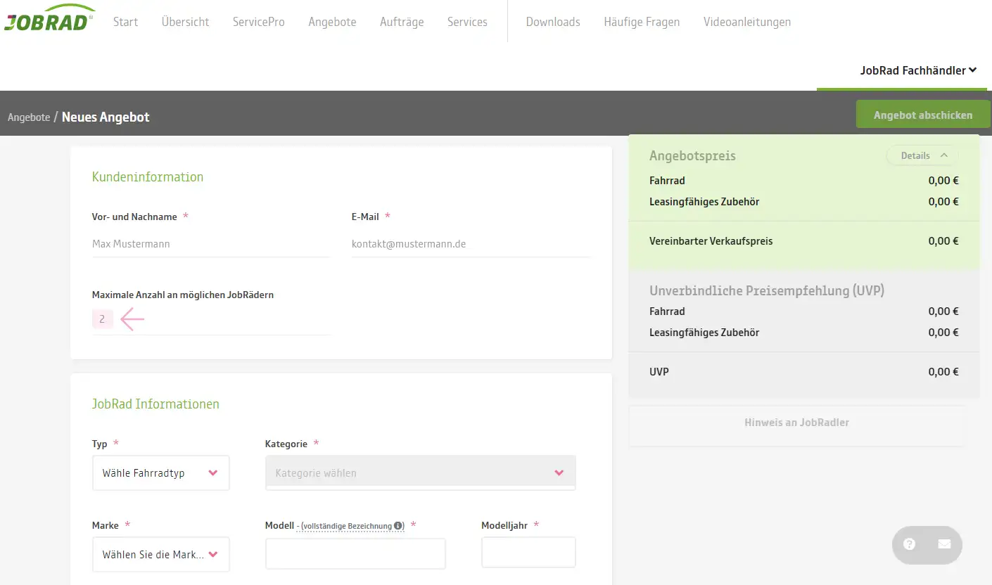 Mehrfachleasing im Portal