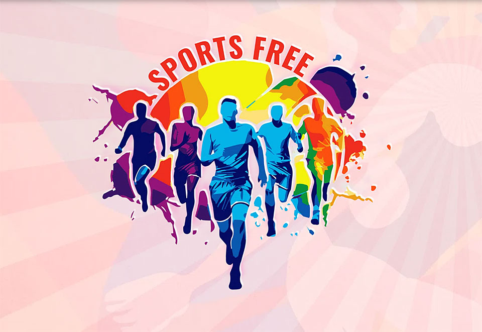Sports Free Logo mit stilisierten Athlet:innen